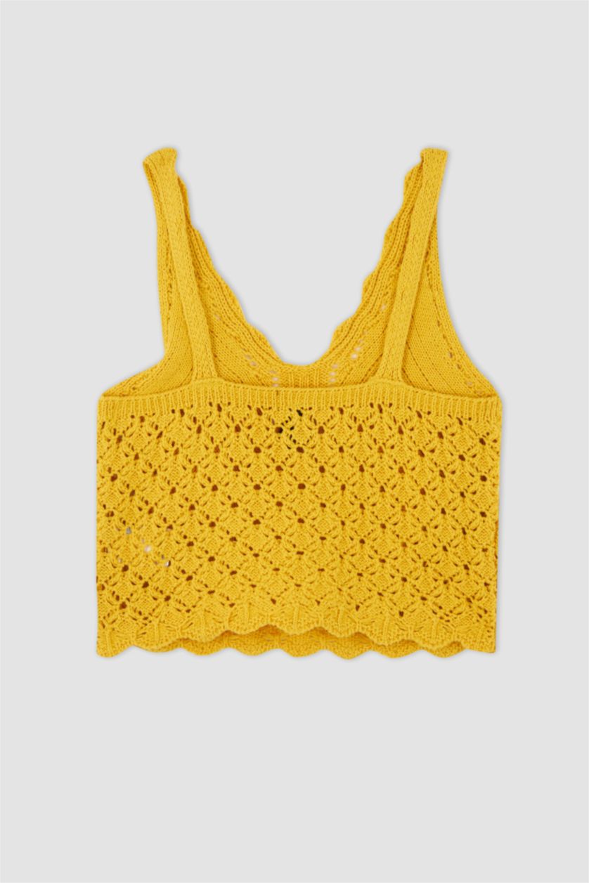 Женщины Оранжевый Майка стандартного кроя с кружевом