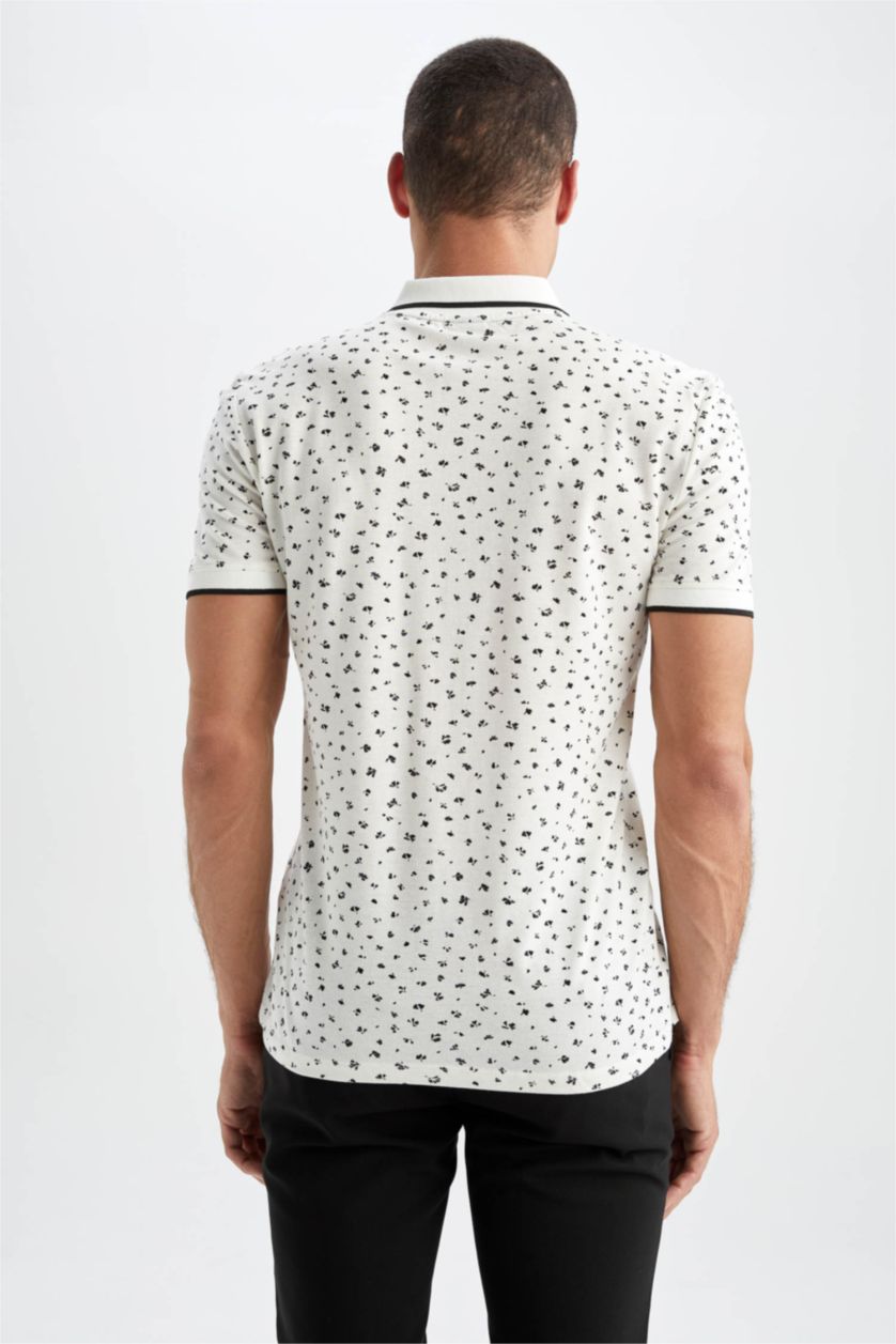 HOMME Blanc Polo Coupe slim raccourcie Col Polo