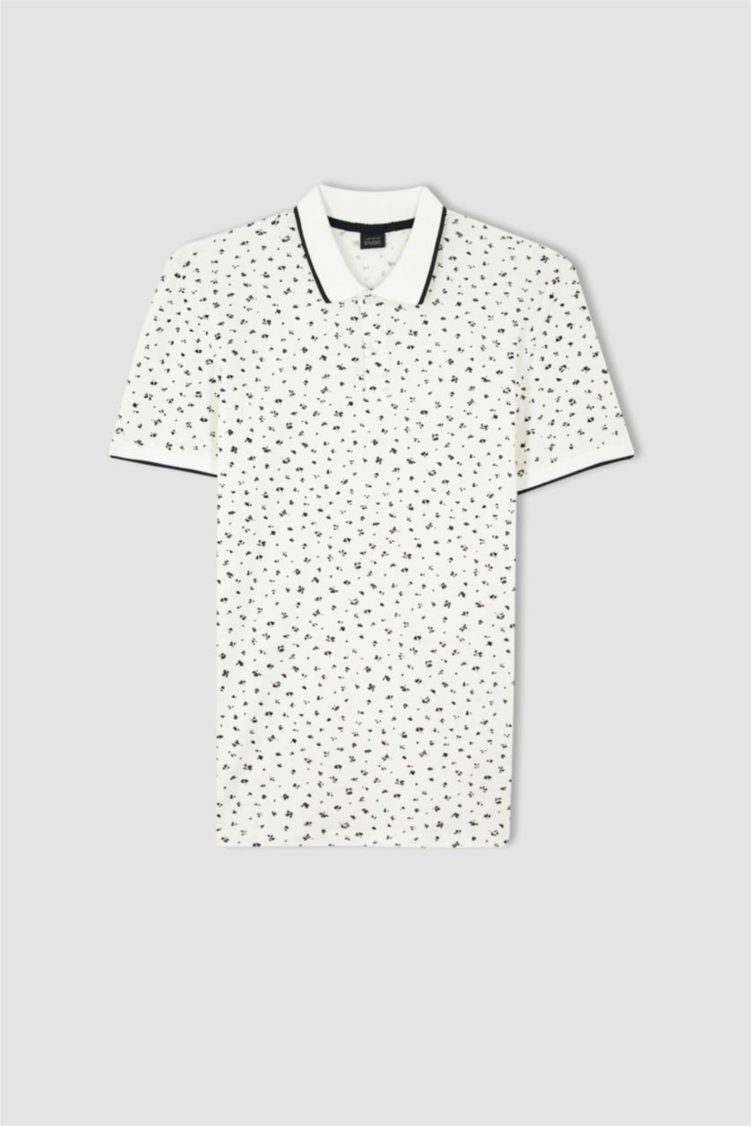 HOMME Blanc Polo Coupe slim raccourcie Col Polo