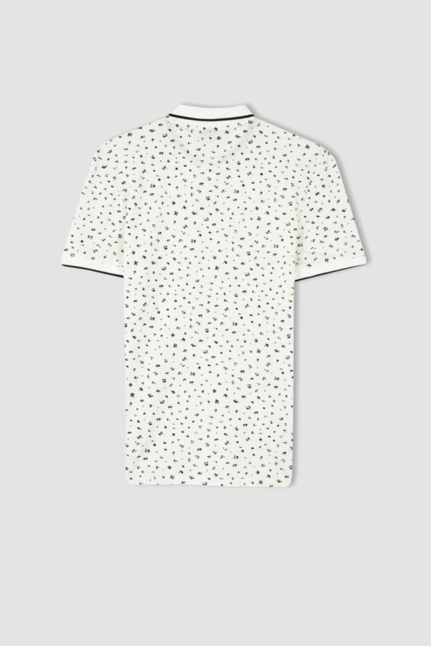 HOMME Blanc Polo Coupe slim raccourcie Col Polo