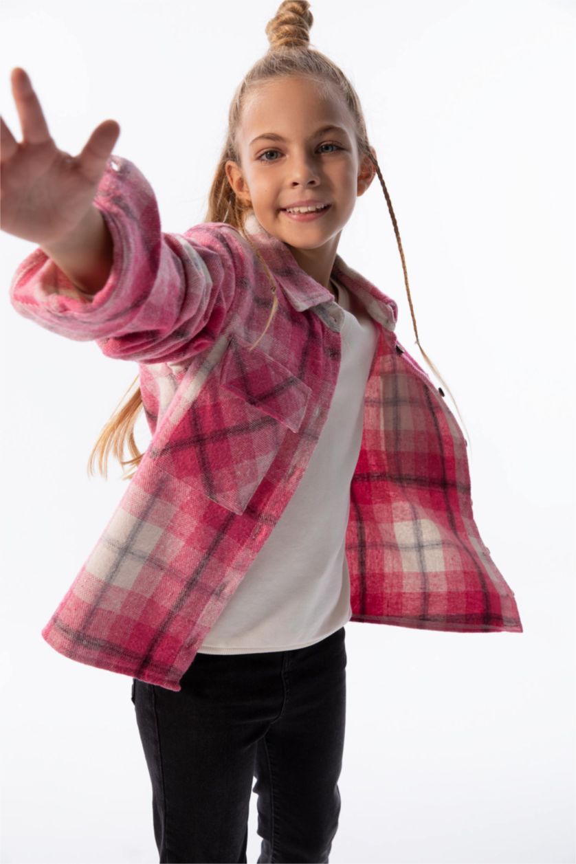 Девочки и подростки Светло-розовый Рубашка с длинным рукавом для девочек, Школьная коллекция