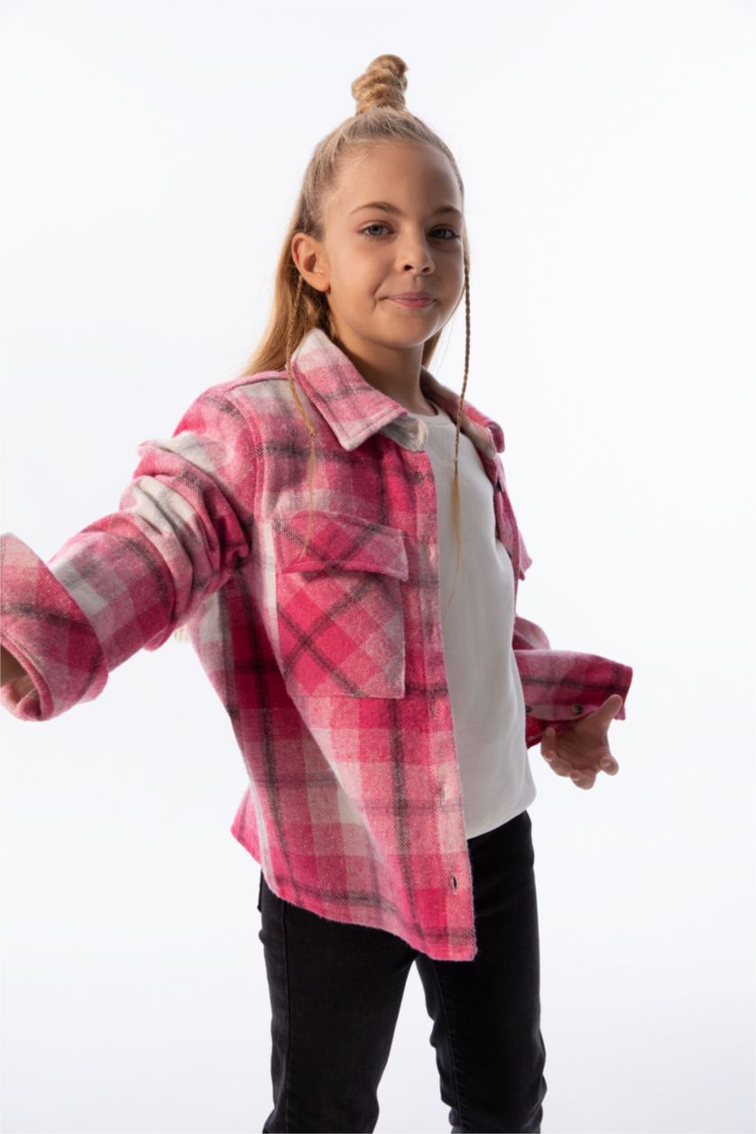 Девочки и подростки Светло-розовый Рубашка с длинным рукавом для девочек, Школьная коллекция
