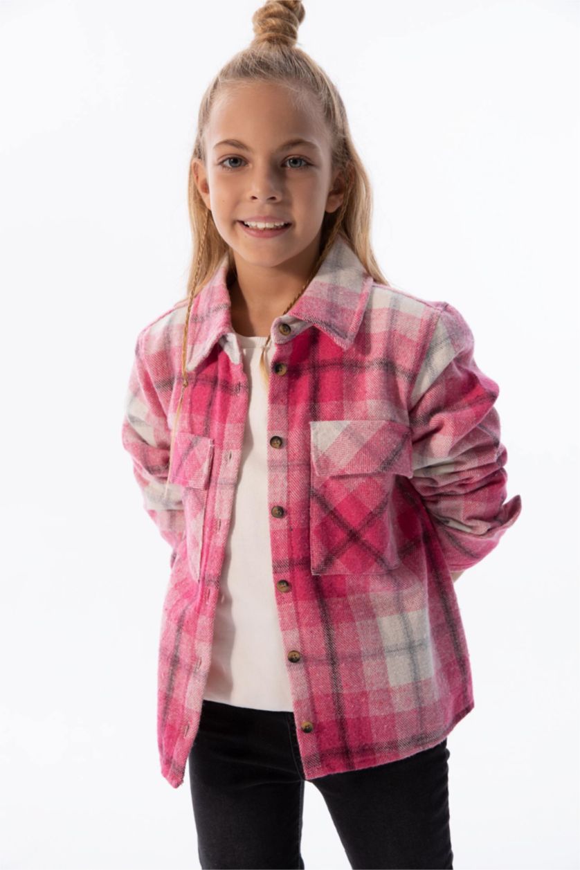 Девочки и подростки Светло-розовый Рубашка с длинным рукавом для девочек, Школьная коллекция