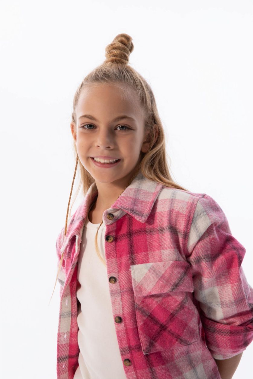 Девочки и подростки Светло-розовый Рубашка с длинным рукавом для девочек, Школьная коллекция