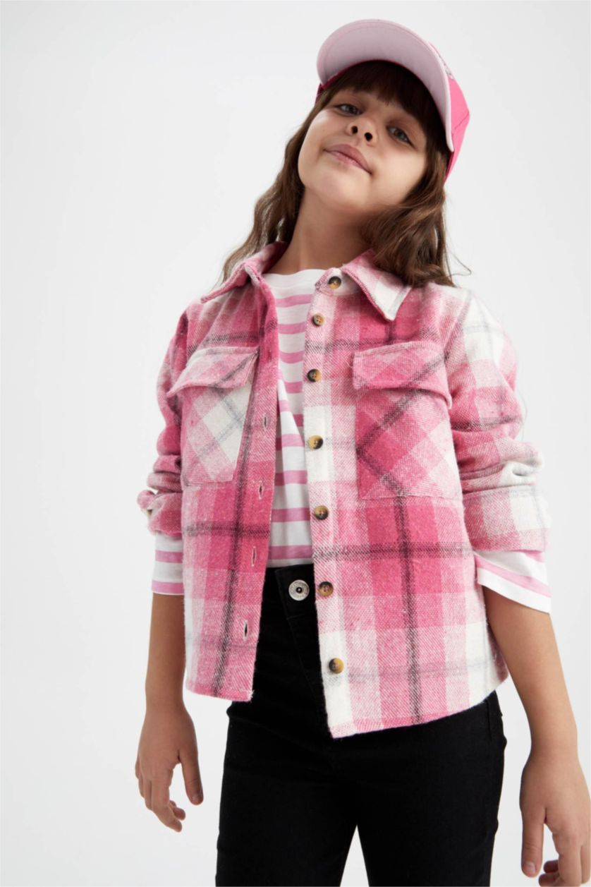 Девочки и подростки Светло-розовый Рубашка с длинным рукавом для девочек, Школьная коллекция