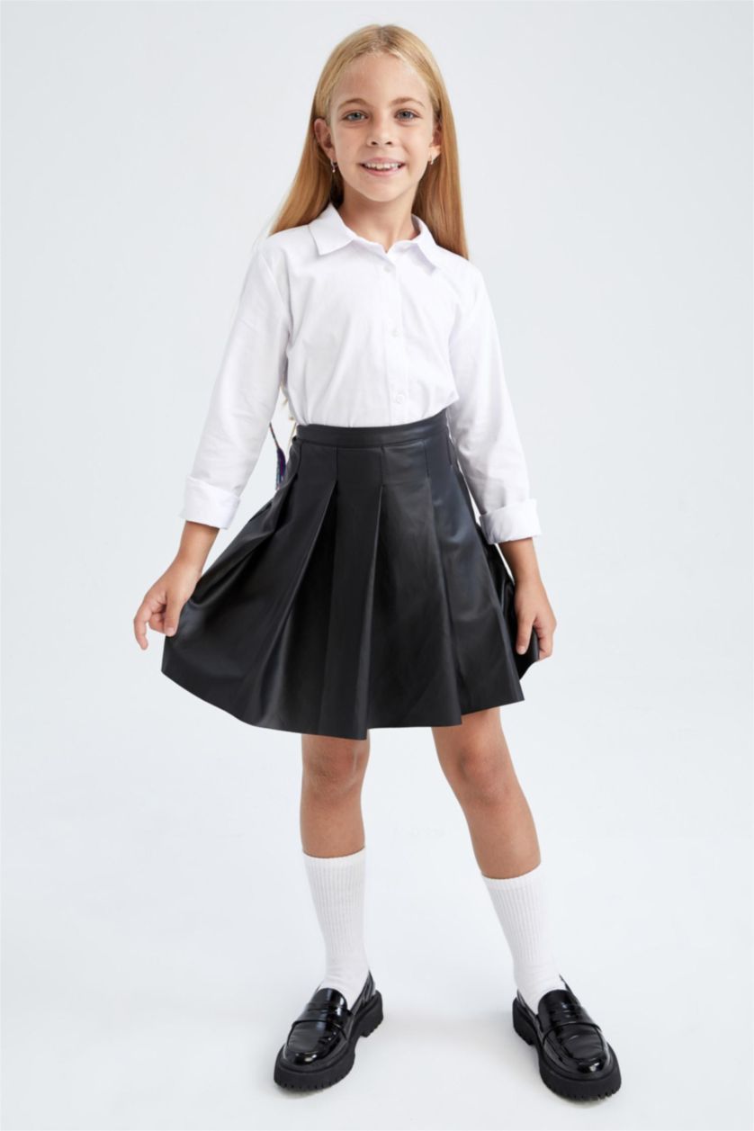 GIRLS & TEENS Black Girl Faux Leather Skirt