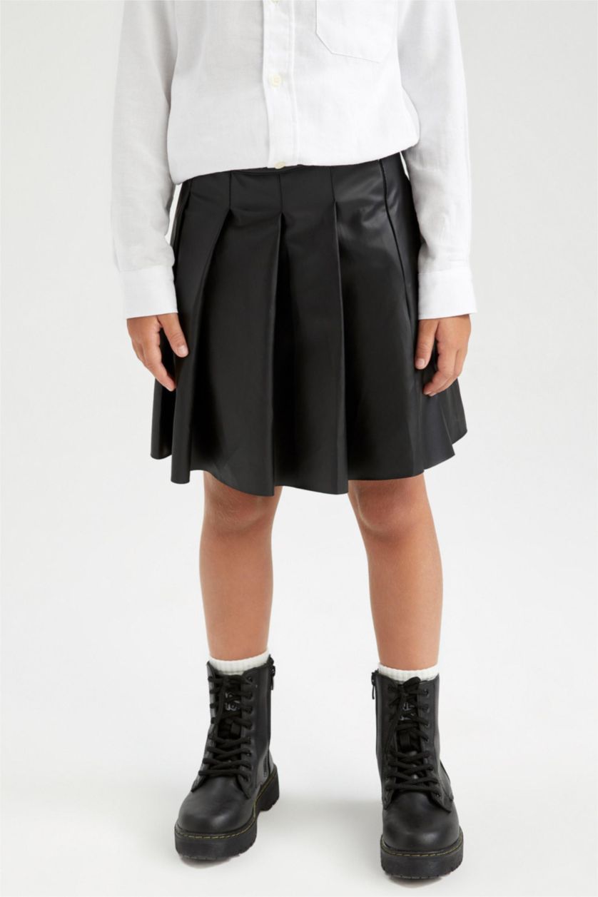 GIRLS & TEENS Black Girl Faux Leather Skirt