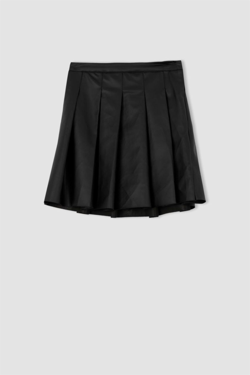 GIRLS & TEENS Black Girl Faux Leather Skirt