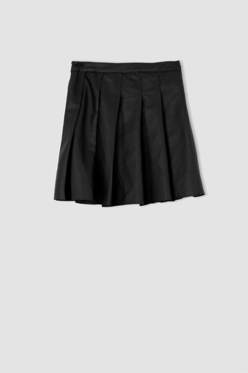 GIRLS & TEENS Black Girl Faux Leather Skirt