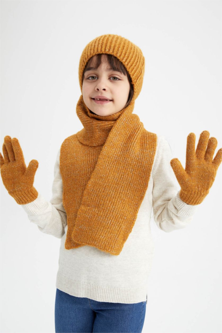 FILLES Jaune Foncé Ensemble d'écharpe 3 Fille