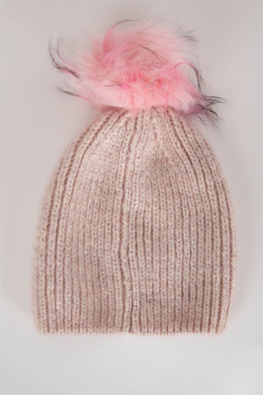 بنات زهري فاتح طقم بناتي قبعة بيريه - 3 قطع