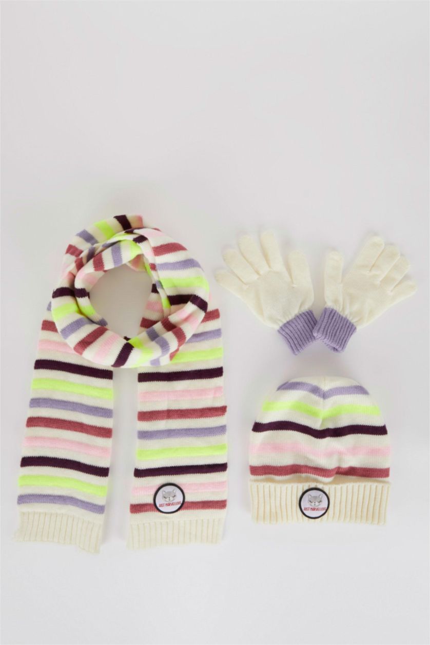 بنات Karma طقم بناتي قفازات قبعة و  وشاح  مكون من 3 قطع