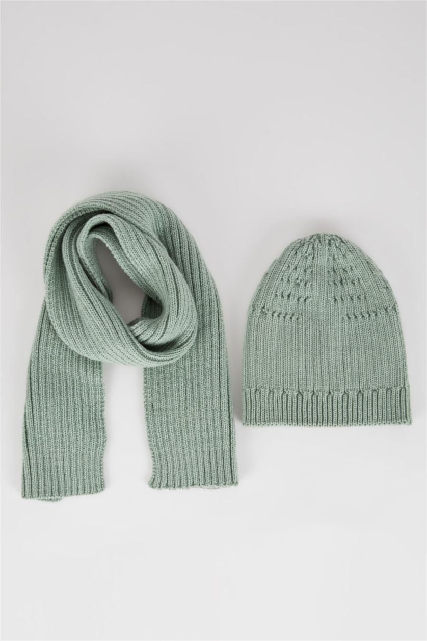 FILLES Bleu Ensemble écharpe et bonnet basiques pour fille