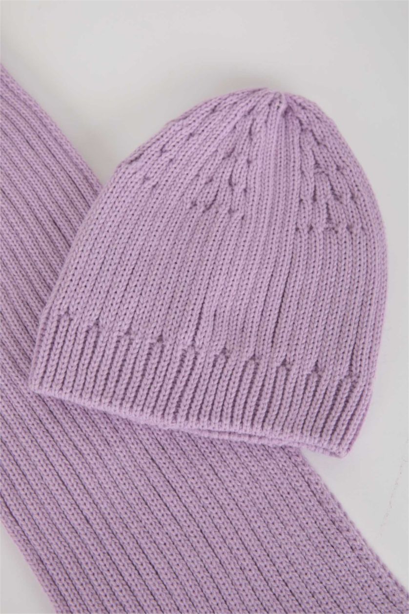 بنات أرجواني فاتح طقم سكارف بناتي سامبل - قطعتين