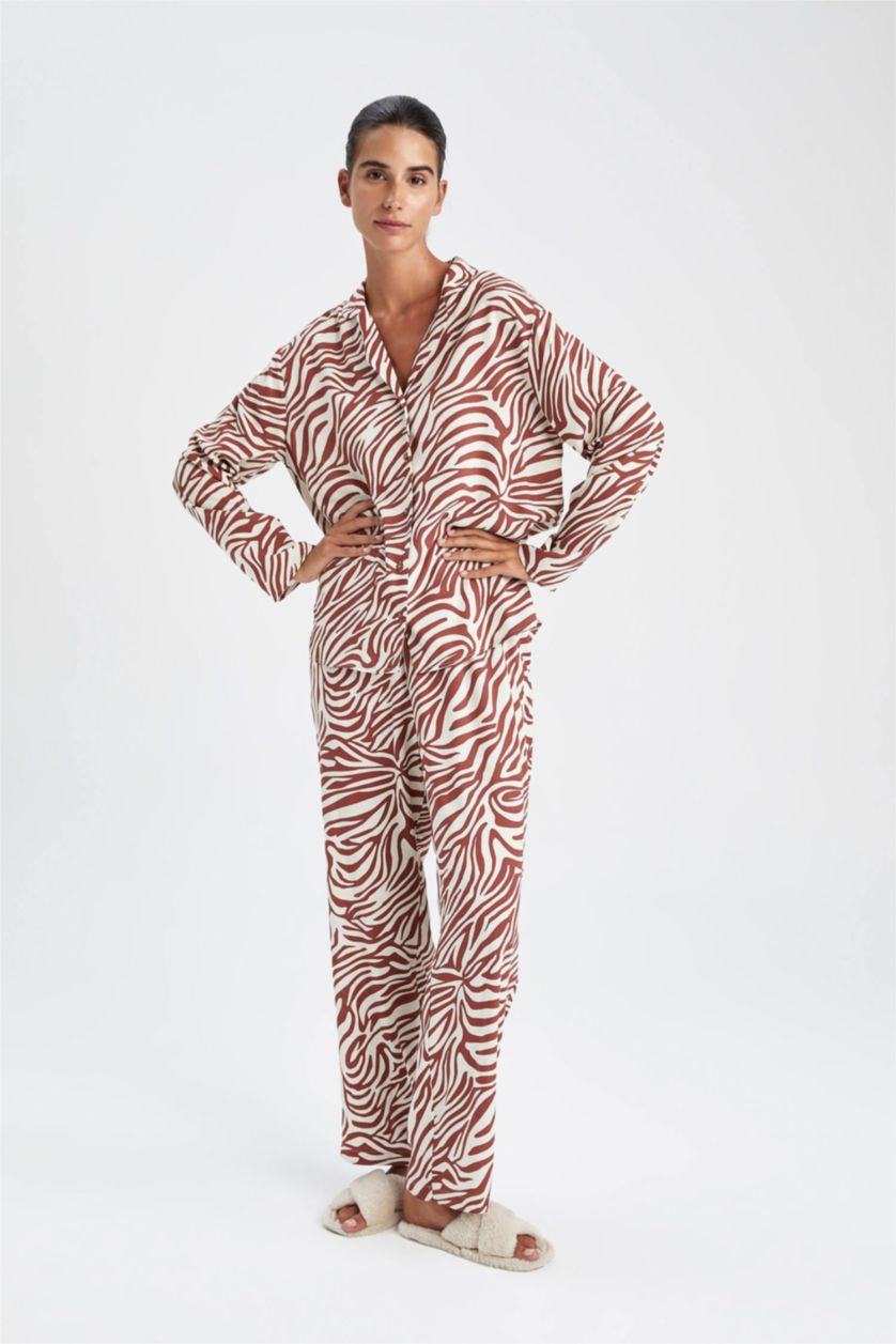 نساء خمري بلوزة قصة عادية بياقة بيجاما