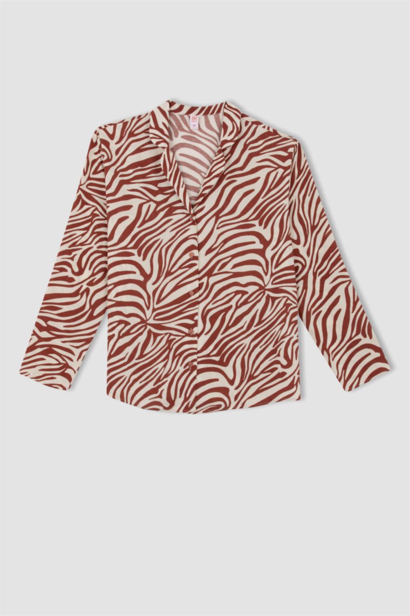 نساء خمري بلوزة قصة عادية بياقة بيجاما