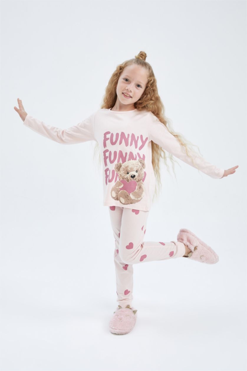 GIRLS & TEENS Light Pink 2 piece Regular Fit Knitted Pyjamas