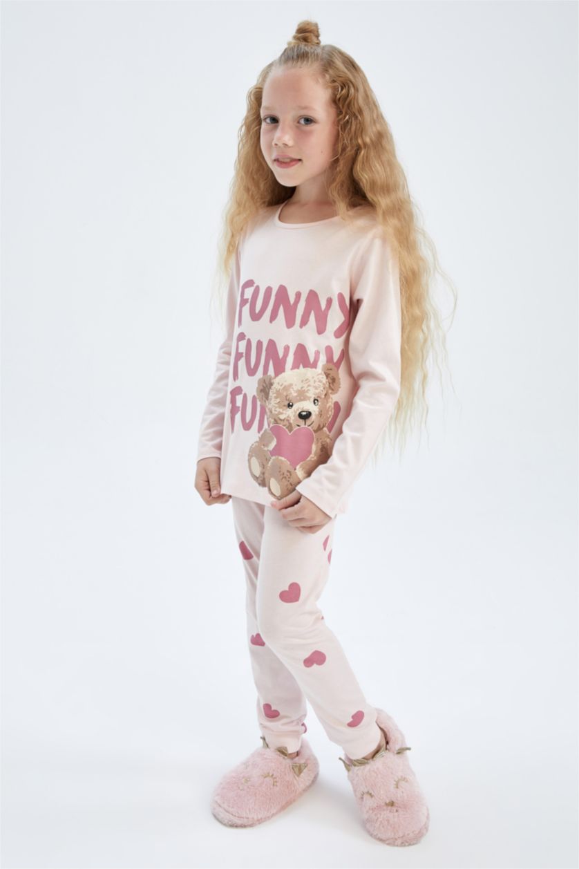 GIRLS & TEENS Light Pink 2 piece Regular Fit Knitted Pyjamas