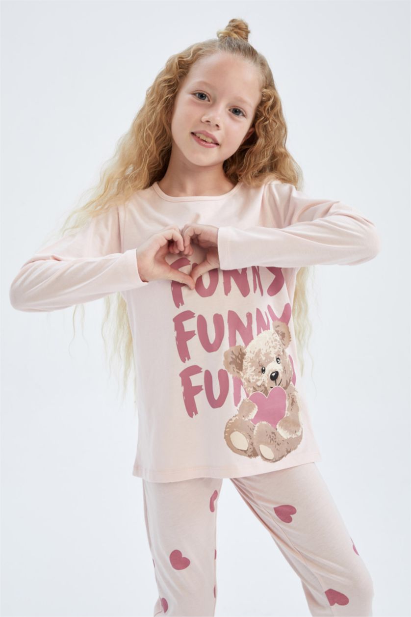 GIRLS & TEENS Light Pink 2 piece Regular Fit Knitted Pyjamas