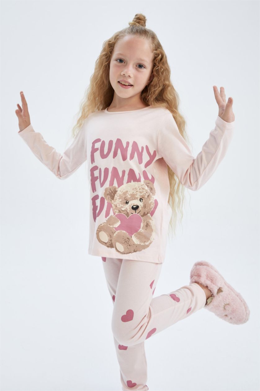 GIRLS & TEENS Light Pink 2 piece Regular Fit Knitted Pyjamas