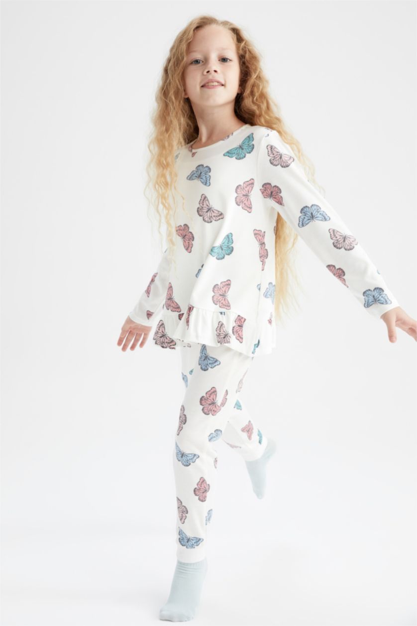 GIRLS & TEENS Sand Girls Regular Fit Long Sleeve Rib Pajamas Set