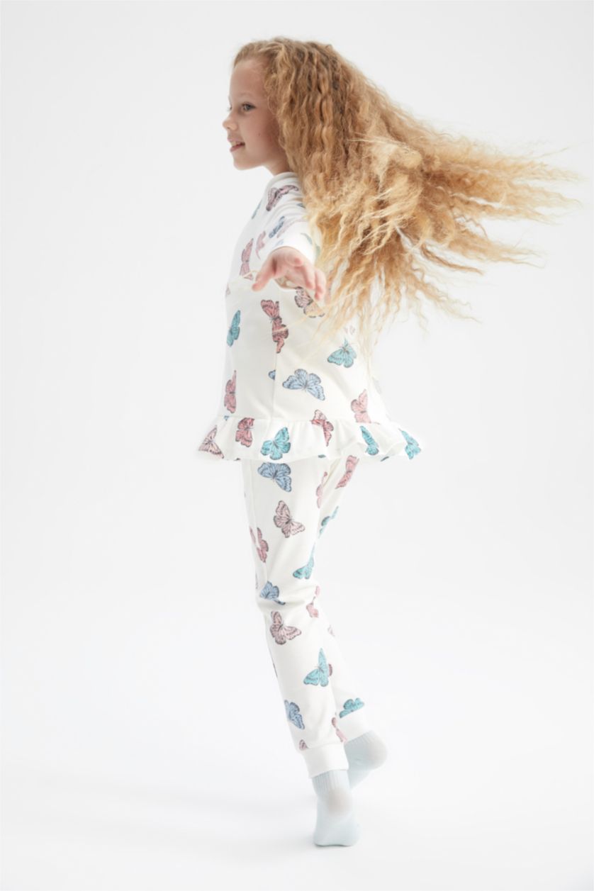 GIRLS & TEENS Sand Girls Regular Fit Long Sleeve Rib Pajamas Set