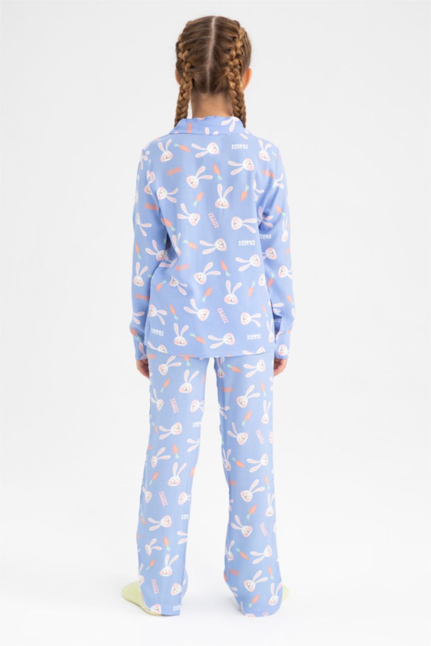 GIRLS & TEENS Light Blue 2 piece Regular Fit Knitted Pyjamas