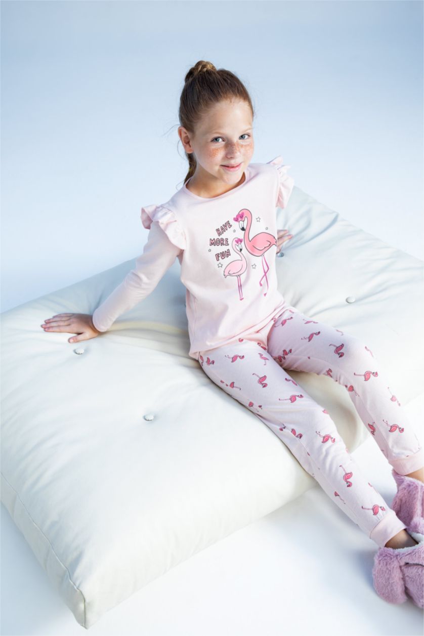 GIRLS & TEENS Light Lilac Girl Flamingo Printed Long Sleeve Pajamas Set
