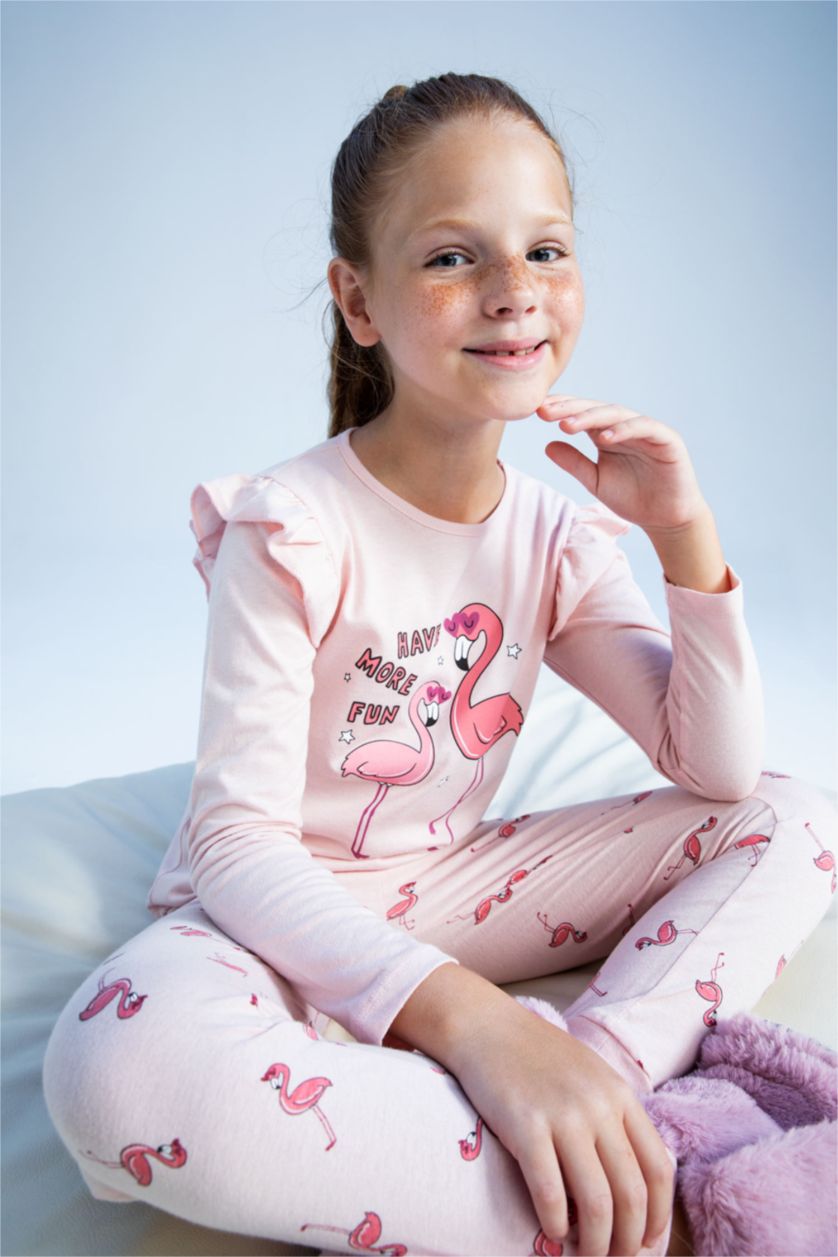 GIRLS & TEENS Light Lilac Girl Flamingo Printed Long Sleeve Pajamas Set