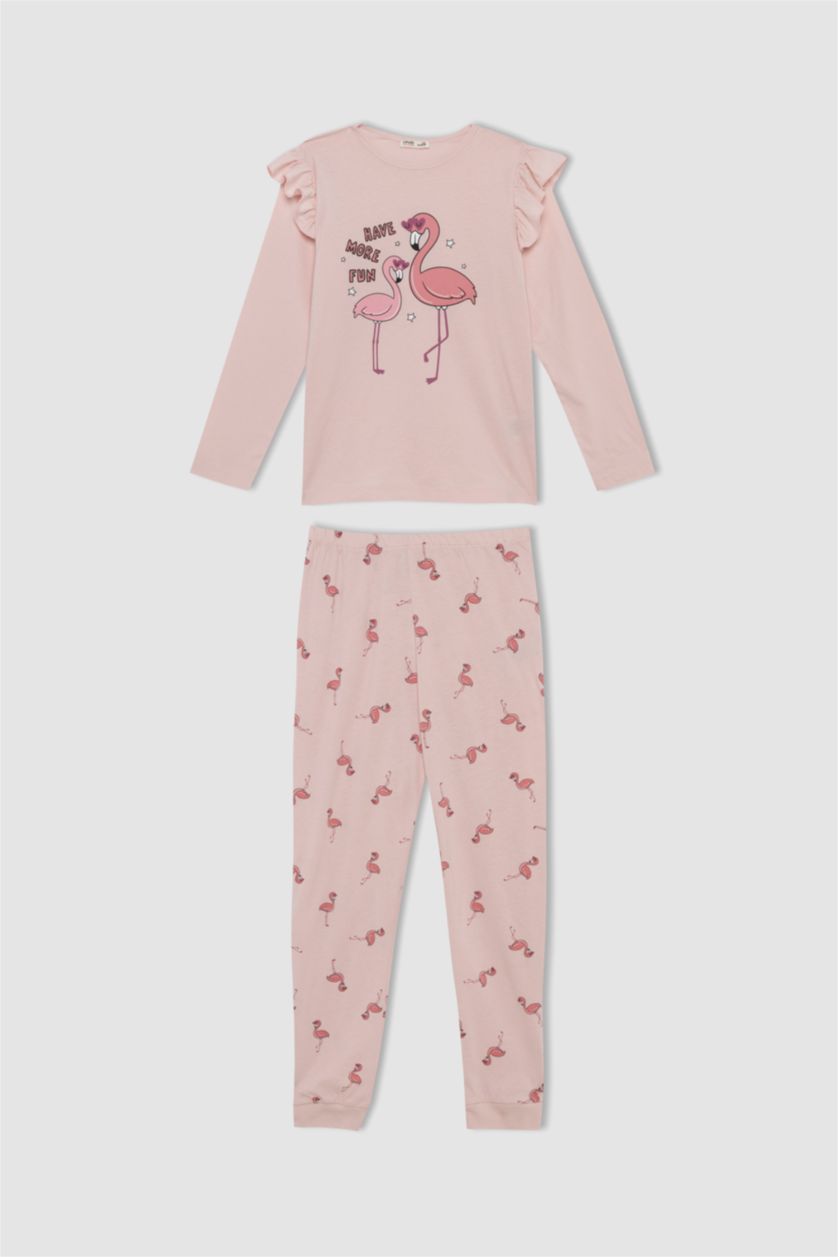 GIRLS & TEENS Light Lilac Girl Flamingo Printed Long Sleeve Pajamas Set