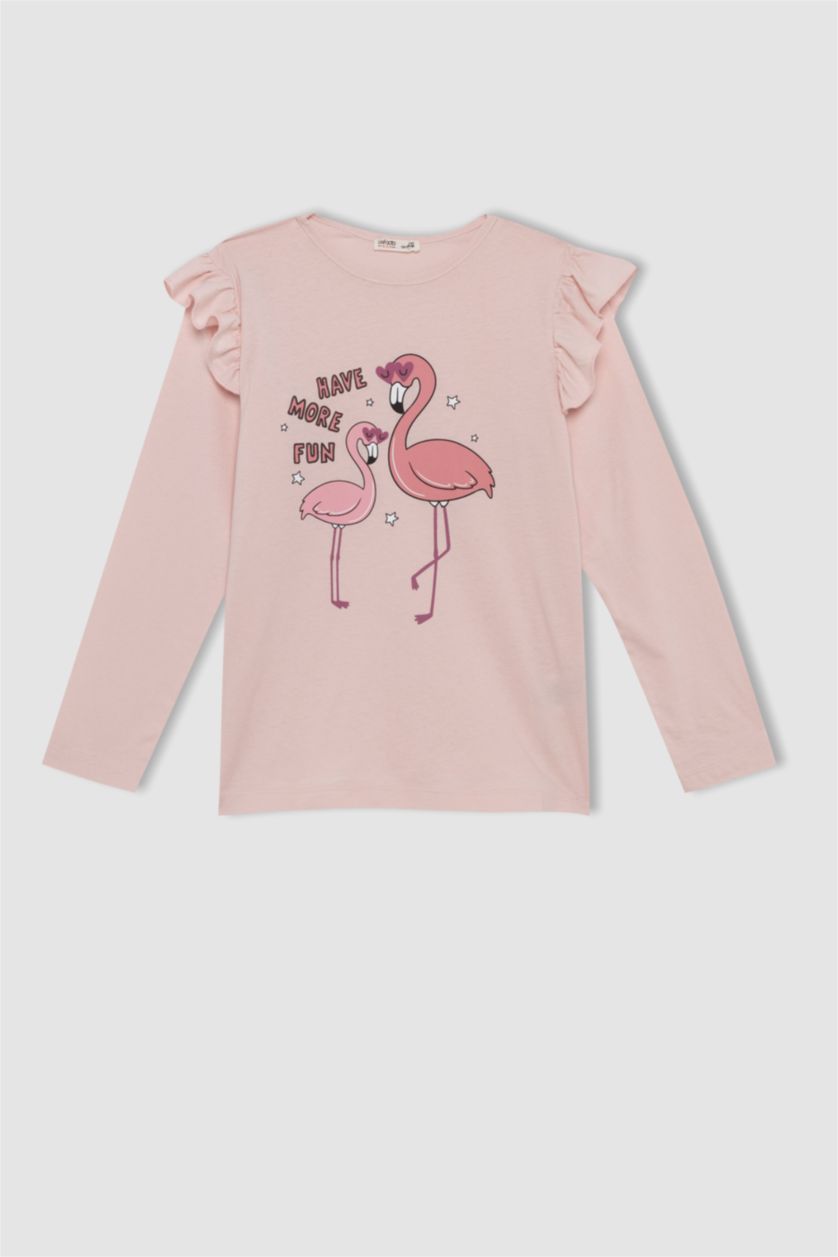 GIRLS & TEENS Light Lilac Girl Flamingo Printed Long Sleeve Pajamas Set
