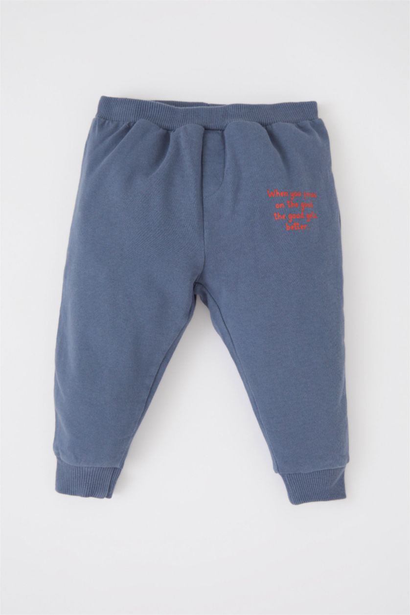 BÉBÉ GARÇON Indigo Ensemble En Tricot Tissu Sweat Fin Col Ras Du Cou Slogan Manche Longue 2 BéBé Garçon