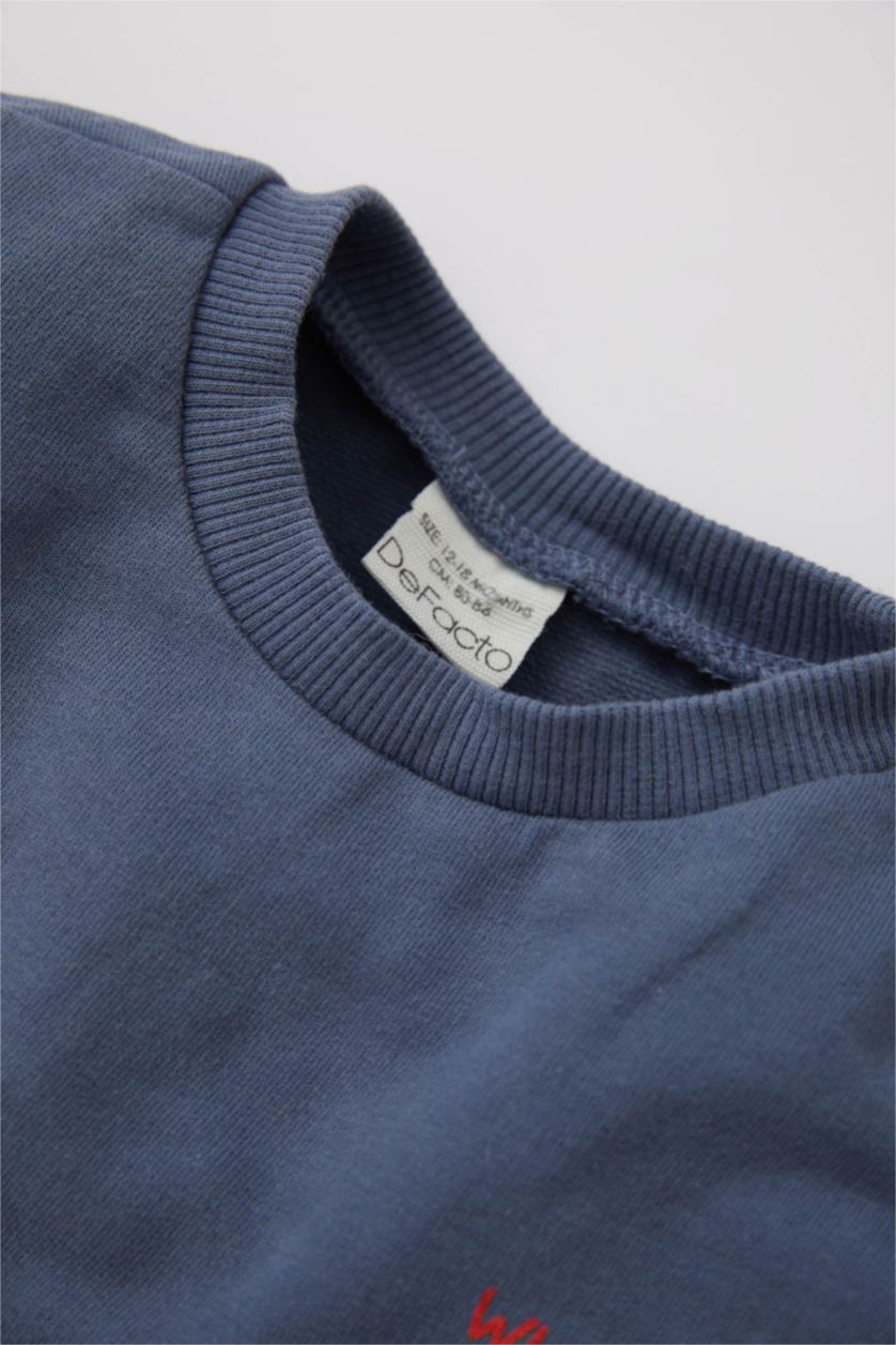 BÉBÉ GARÇON Indigo Ensemble En Tricot Tissu Sweat Fin Col Ras Du Cou Slogan Manche Longue 2 BéBé Garçon