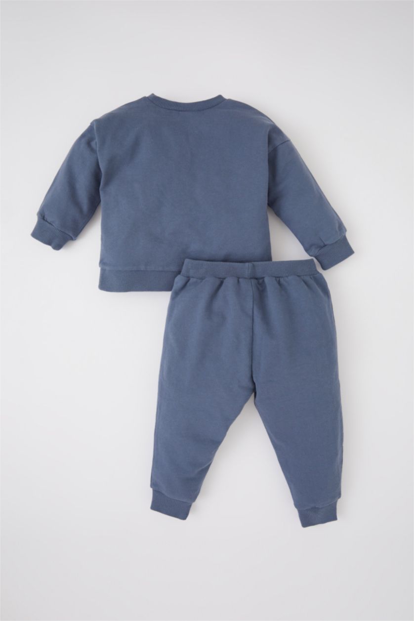 BÉBÉ GARÇON Indigo Ensemble En Tricot Tissu Sweat Fin Col Ras Du Cou Slogan Manche Longue 2 BéBé Garçon