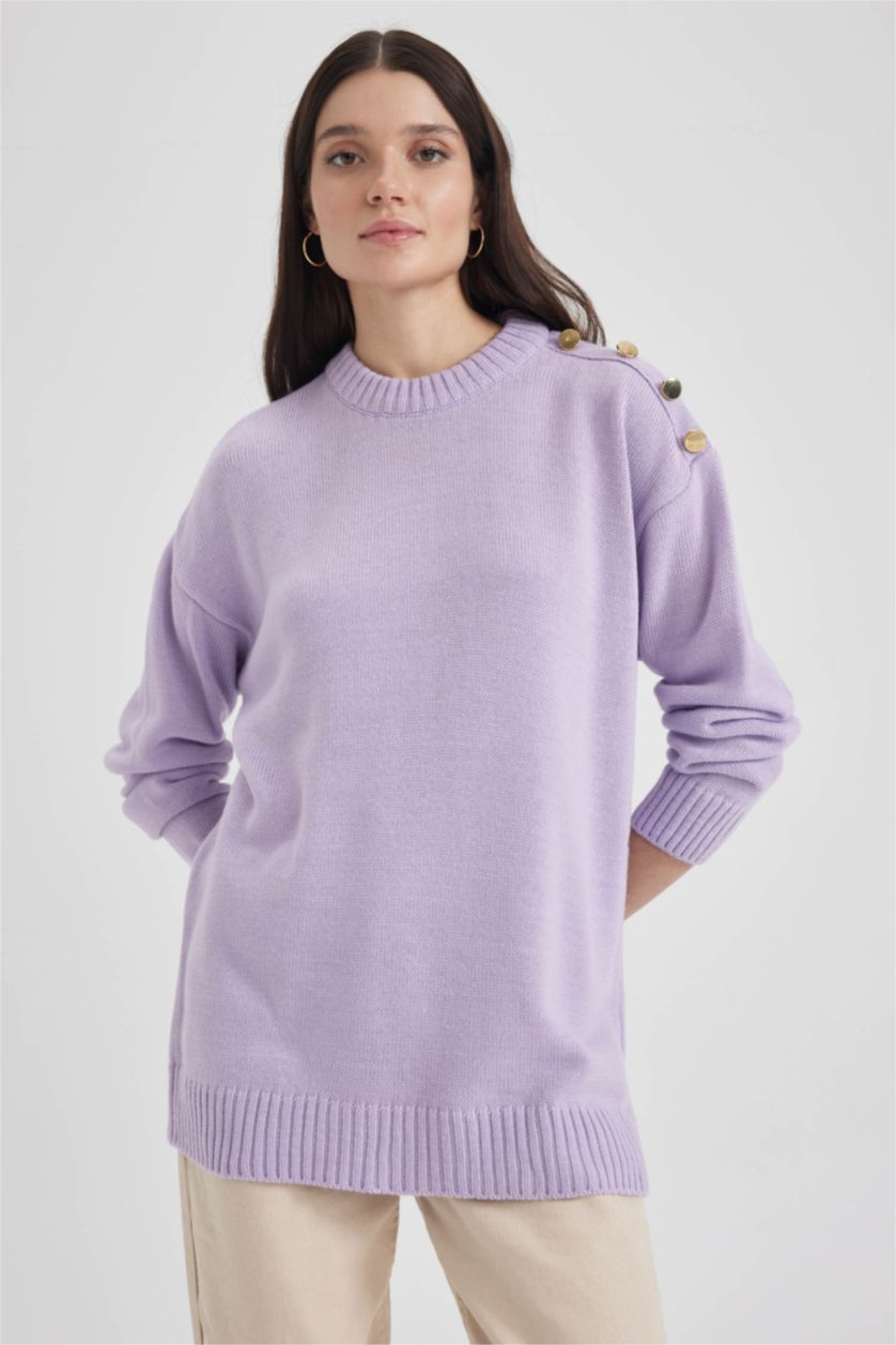 WOMAN Lilac Relax Fit Half Turtleneck Tunic