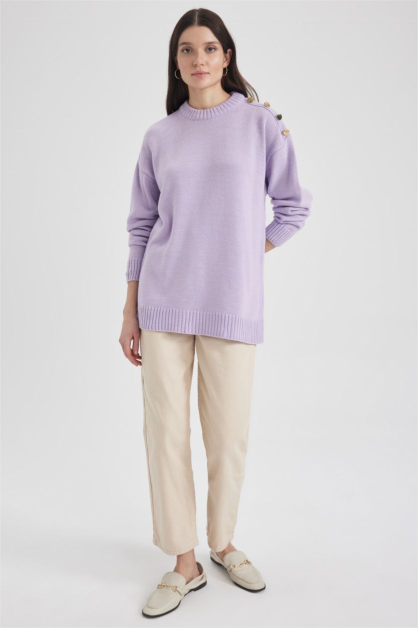 WOMAN Lilac Relax Fit Half Turtleneck Tunic