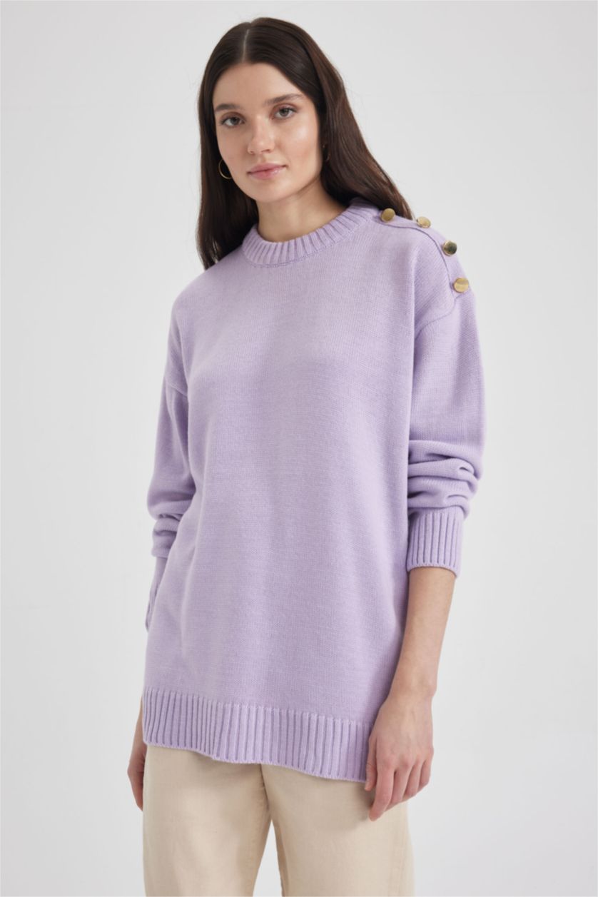 WOMAN Lilac Relax Fit Half Turtleneck Tunic