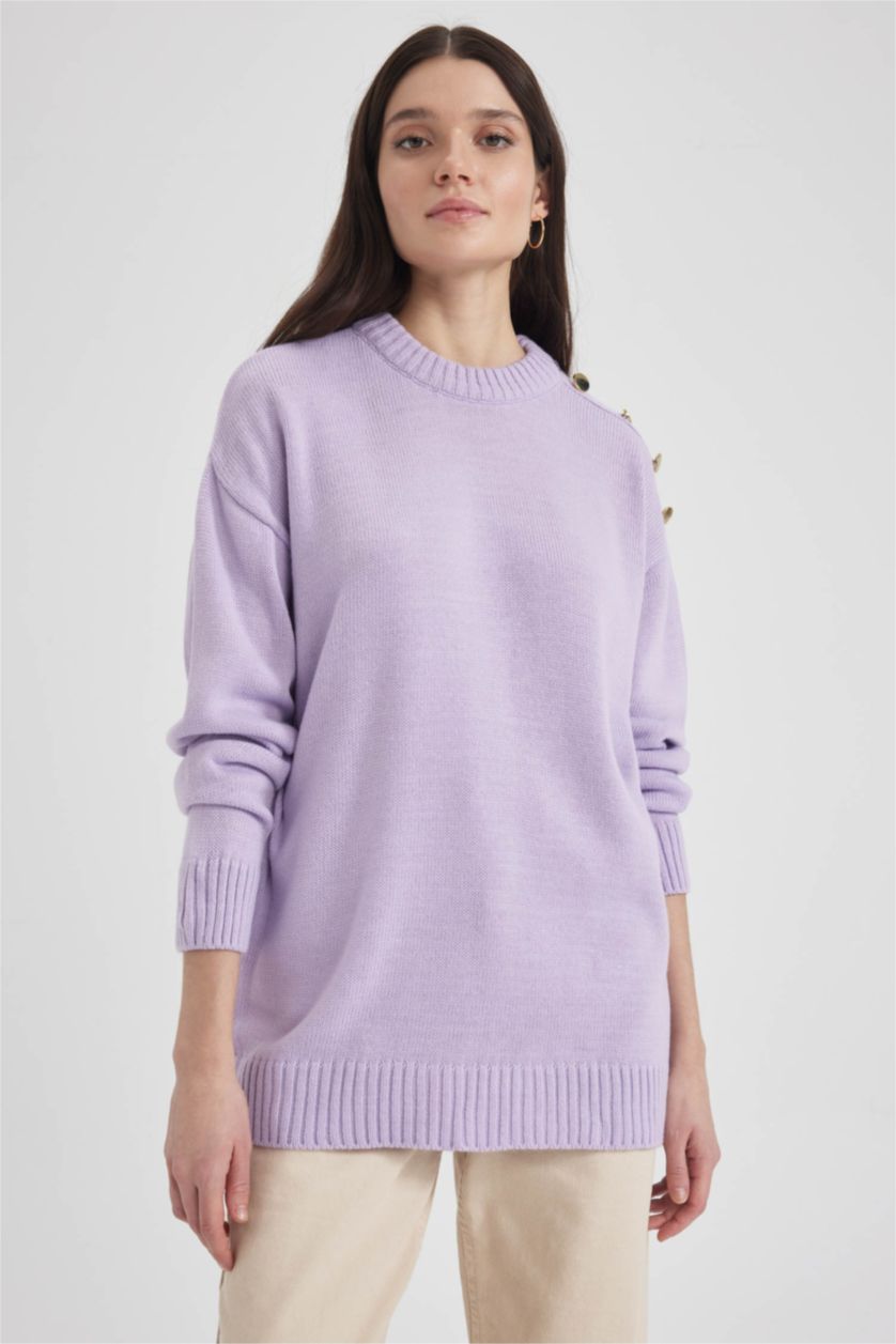 WOMAN Lilac Relax Fit Half Turtleneck Tunic