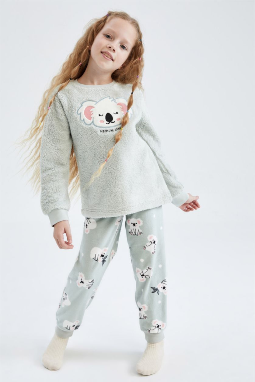 FILLES BLEU Clair Pyjamas En Tricot Peluche