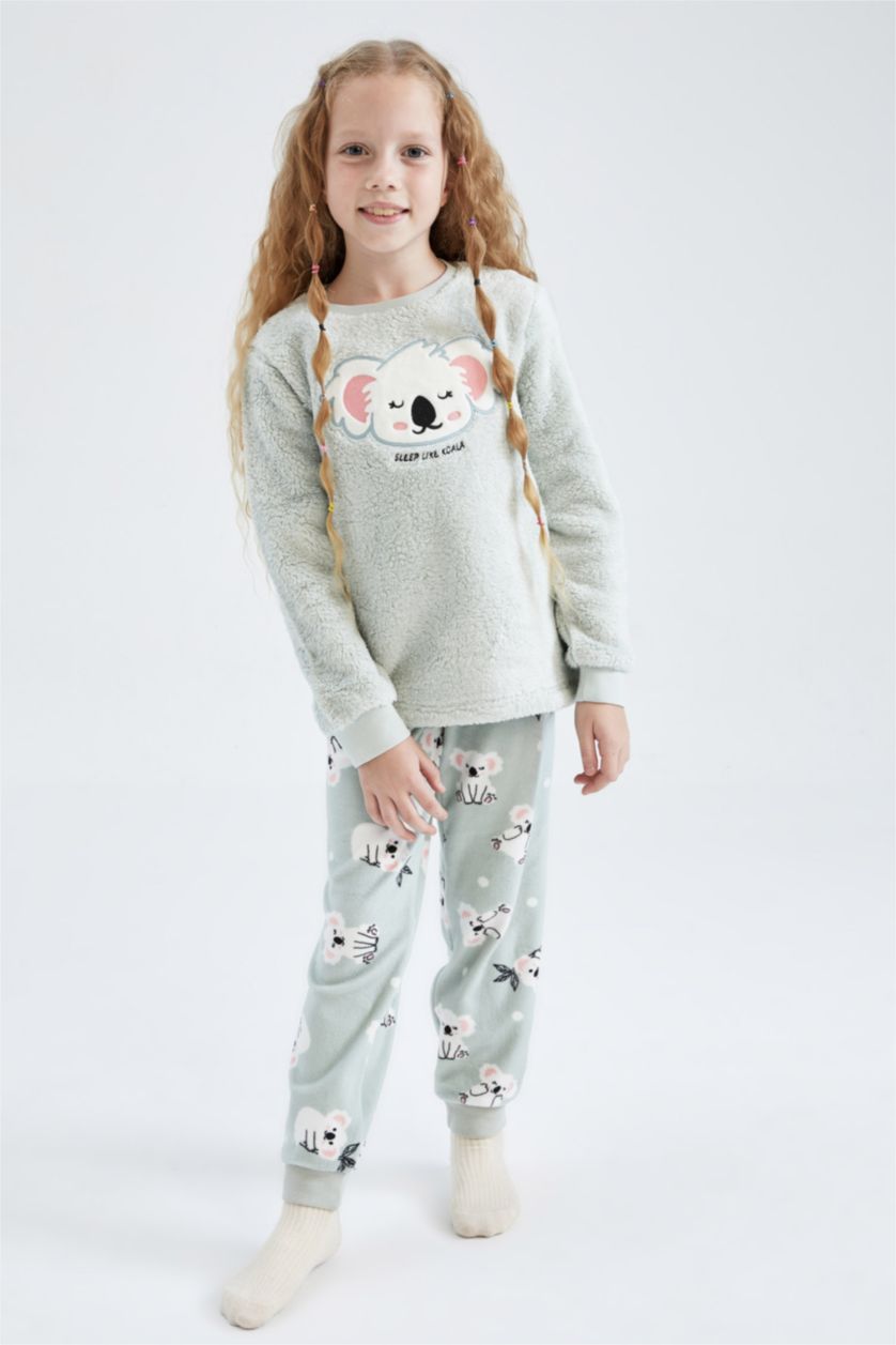 FILLES BLEU Clair Pyjamas En Tricot Peluche