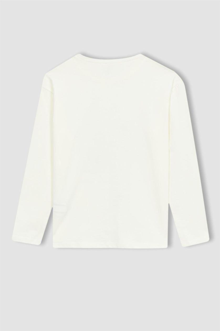 Kız Çocuk - Genç Kız Ekru Kız Çocuk Balerin Kız Baskılı Uzun Kollu Penye Pijama Takım