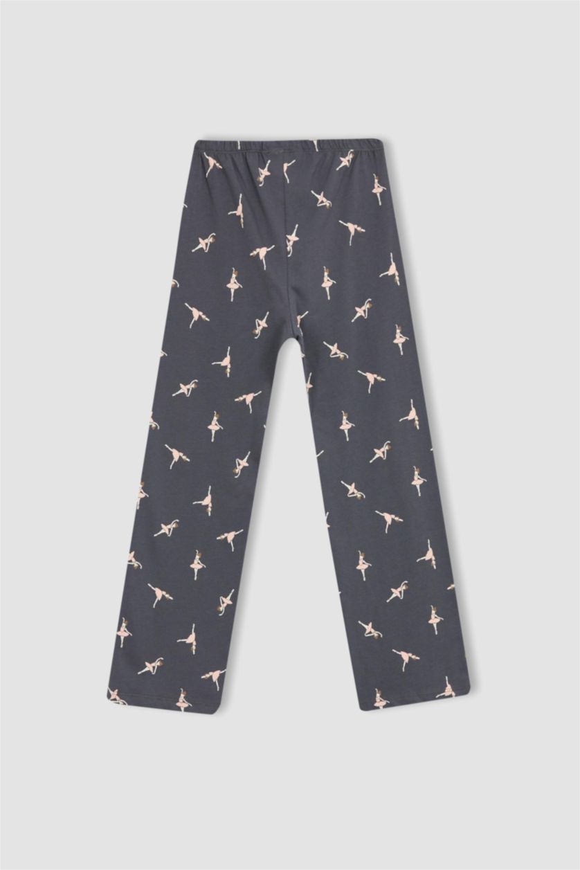 Kız Çocuk - Genç Kız Ekru Kız Çocuk Balerin Kız Baskılı Uzun Kollu Penye Pijama Takım