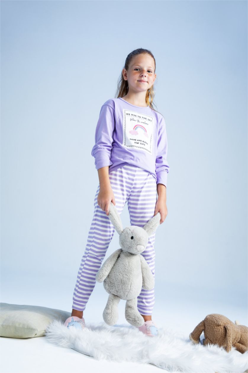 GIRLS & TEENS Lilac 2 piece Regular Fit Knitted Pyjamas