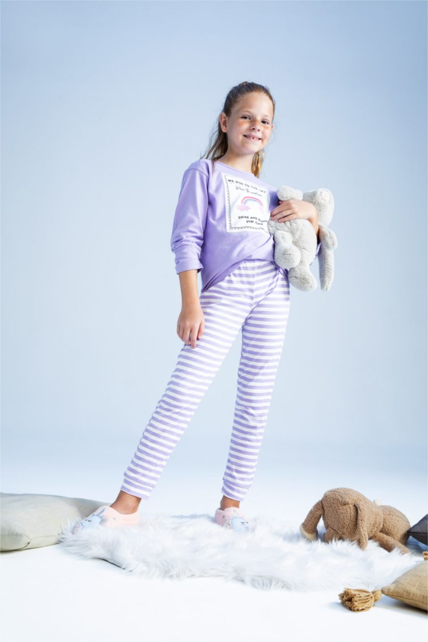 GIRLS & TEENS Lilac 2 piece Regular Fit Knitted Pyjamas