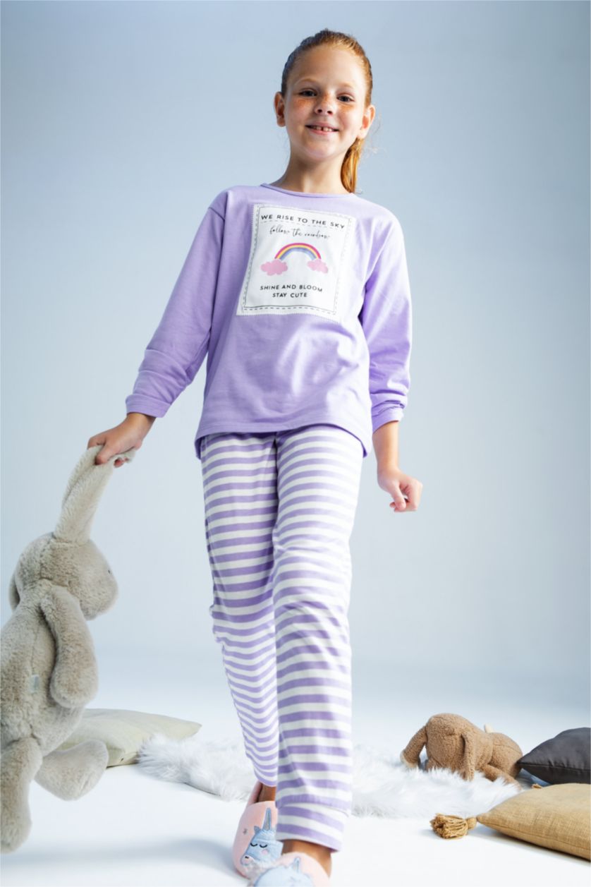 GIRLS & TEENS Lilac 2 piece Regular Fit Knitted Pyjamas