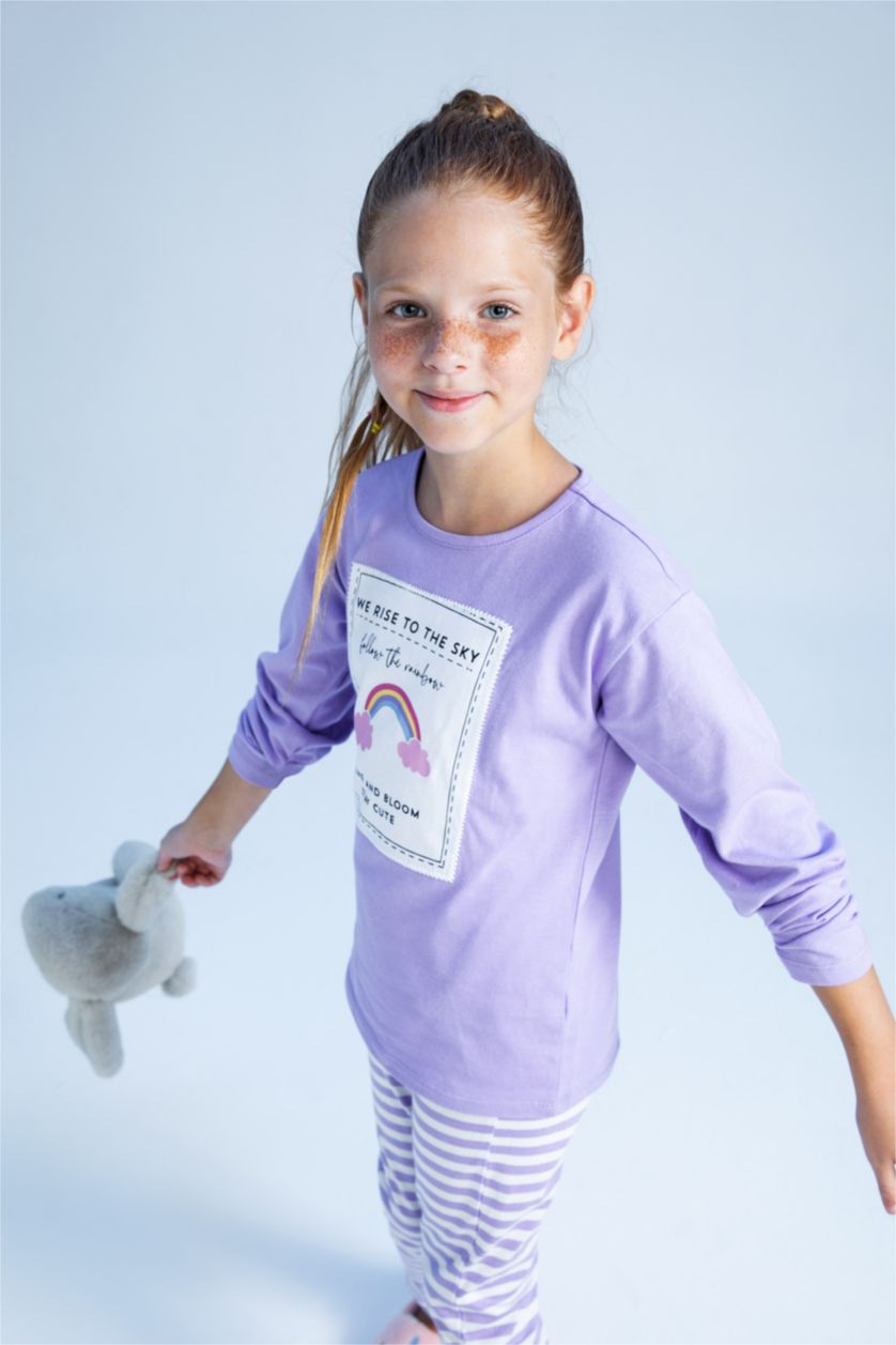 GIRLS & TEENS Lilac 2 piece Regular Fit Knitted Pyjamas