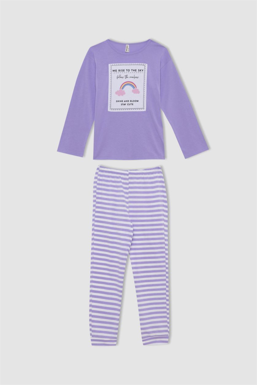 GIRLS & TEENS Lilac 2 piece Regular Fit Knitted Pyjamas