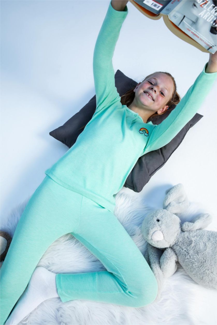 GIRLS & TEENS Mint 2 piece Regular Fit Knitted Pyjamas
