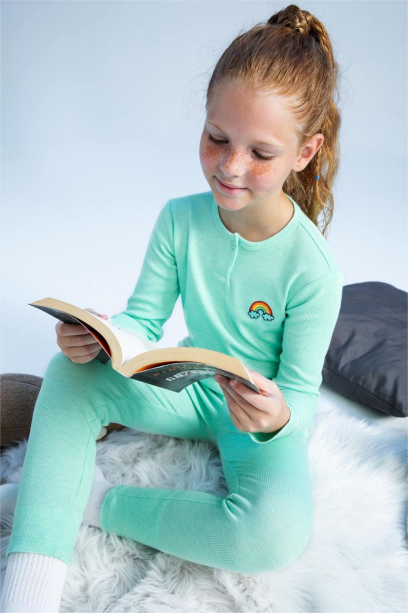 GIRLS & TEENS Mint 2 piece Regular Fit Knitted Pyjamas