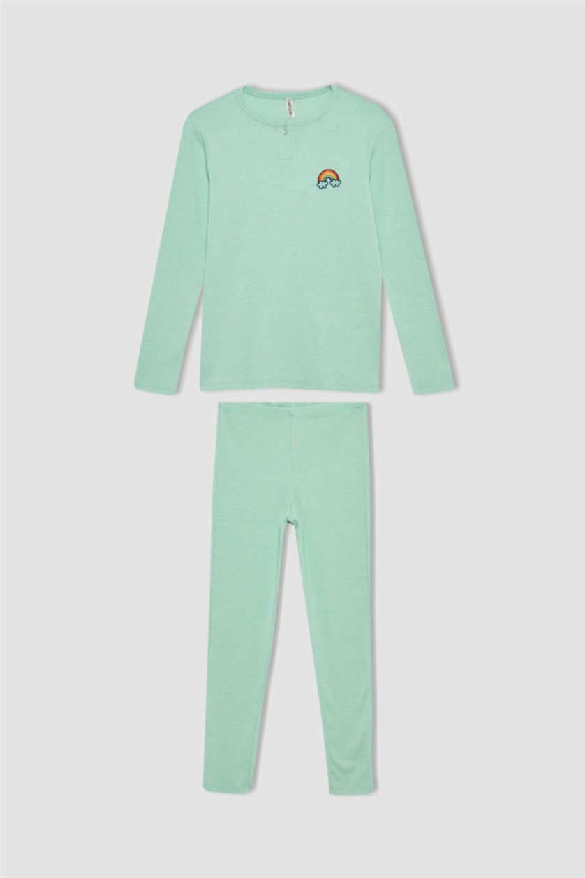 GIRLS & TEENS Mint 2 piece Regular Fit Knitted Pyjamas